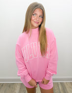 Lulu Mac Stitch Mockneck Terry Cloth Sweatshirt in Bubblegum
