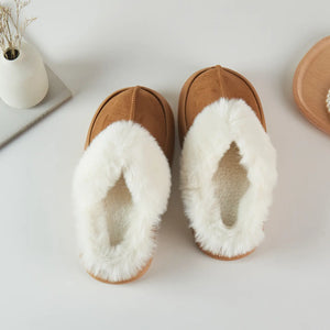 Fuzzy Faux Slippers Camel