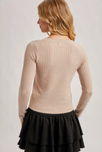 Load image into Gallery viewer, Come On LS Pointelle Knit Top in Beige