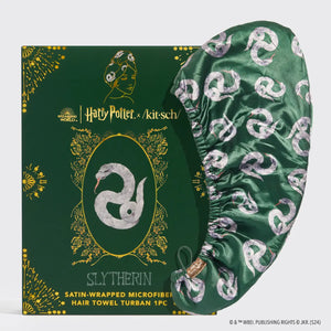 Harry Potter x Kitsch Slytherin Satin-Wrapped Hair Towel