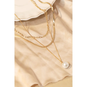 Pearl Pendant Mixed Chain Layered Necklace