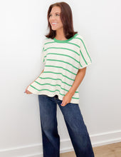 Load image into Gallery viewer, She Didn't Striped Oversize Sweater Top in K. Green