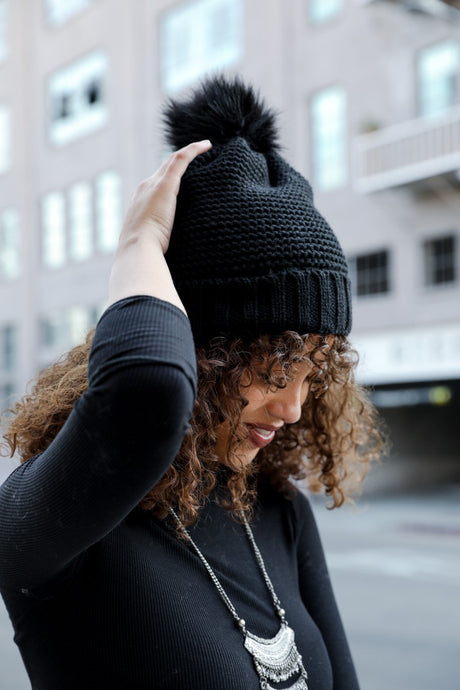 What You Made Me Pom Beanie Black