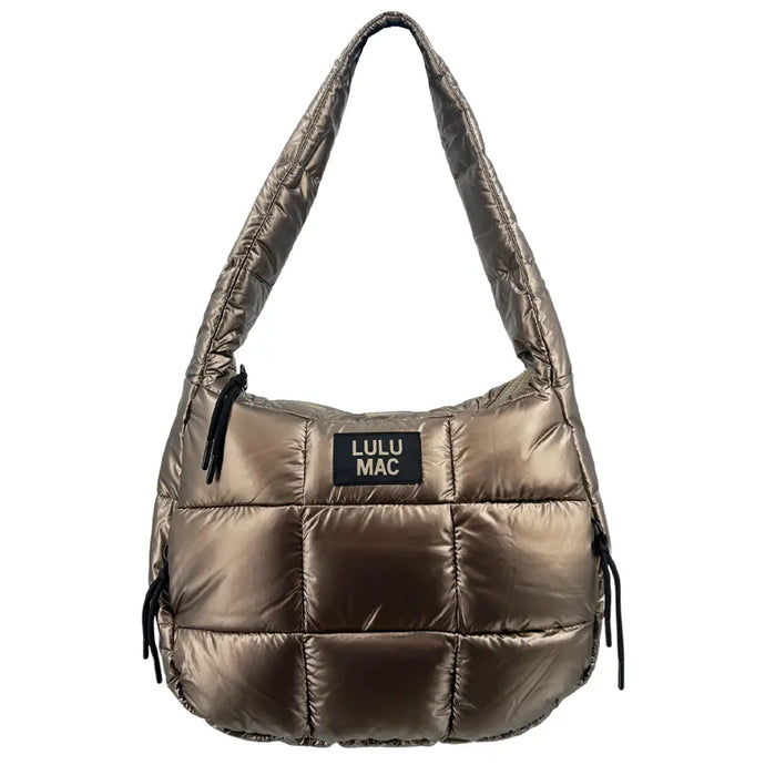 Lulu Mac Puffer Metallic Tote Bag in Olive