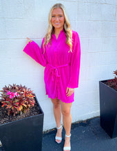 Load image into Gallery viewer, Pretty Little Poison Pleated Button Down Shirt Dress Magenta