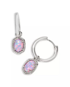 Kendra Scott Daphne Silver Framed Huggie Earrings Lilac Opal