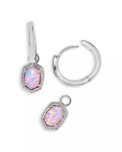 Kendra Scott Daphne Silver Framed Huggie Earrings Lilac Opal