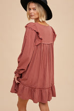 Load image into Gallery viewer, We Don&#39;t Long Sleeve Smock Mini Dress in Rust