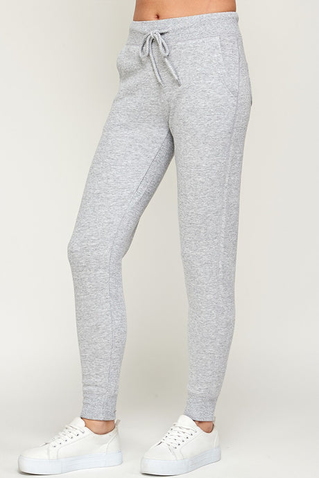 Trusting You Fleece Basic Joggers With Pockets In Lt. Heather Grey