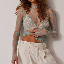 Load image into Gallery viewer, Before You Leave Me Floral Mesh Top in Mint