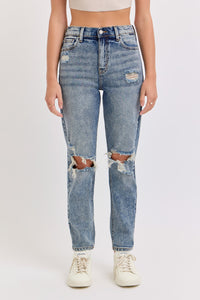 Hideaway Distressed Mom Jeans