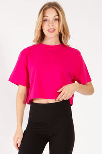 What I Was Made For Oversized Crop Tee Fuchsia