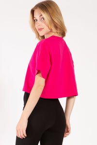 What I Was Made For Oversized Crop Tee Fuchsia