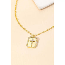 Load image into Gallery viewer, Pave Rectangle Cross Pendant Necklace