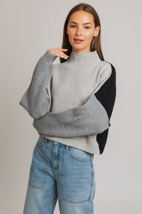 Don't Think Twice Color Block Oversized Sweater H Grey