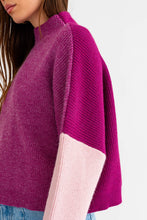 Load image into Gallery viewer, Don&#39;t Think Twice Color Block Oversized Sweater Magenta