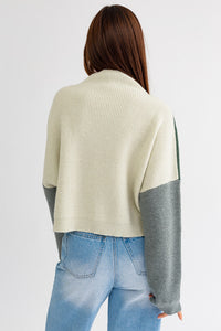 Don't Think Twice Color Block Oversized Sweater Green