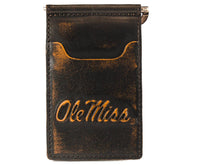 Load image into Gallery viewer, Ole Miss Rebels Burnished Leather Front Pocket Clip Wallet