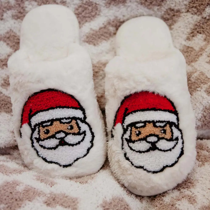 Santa Face Fur Slippers