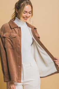 Love Me When I'm Gone Corduroy Sherpa Jacket in Cocoa