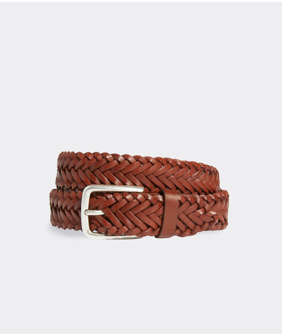 Vineyard Vines Braided Leather Belt in Moose