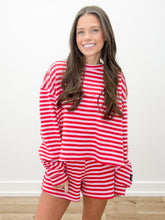 Load image into Gallery viewer, Lulu Mac Stripe LS Top in Red/Pink