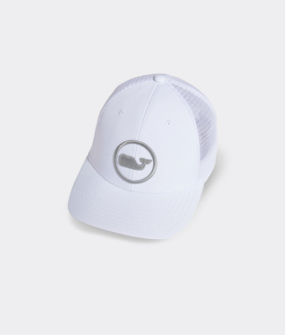 Vineyard Vines Whale Dot Performance Trucker Hat in Jost Van White