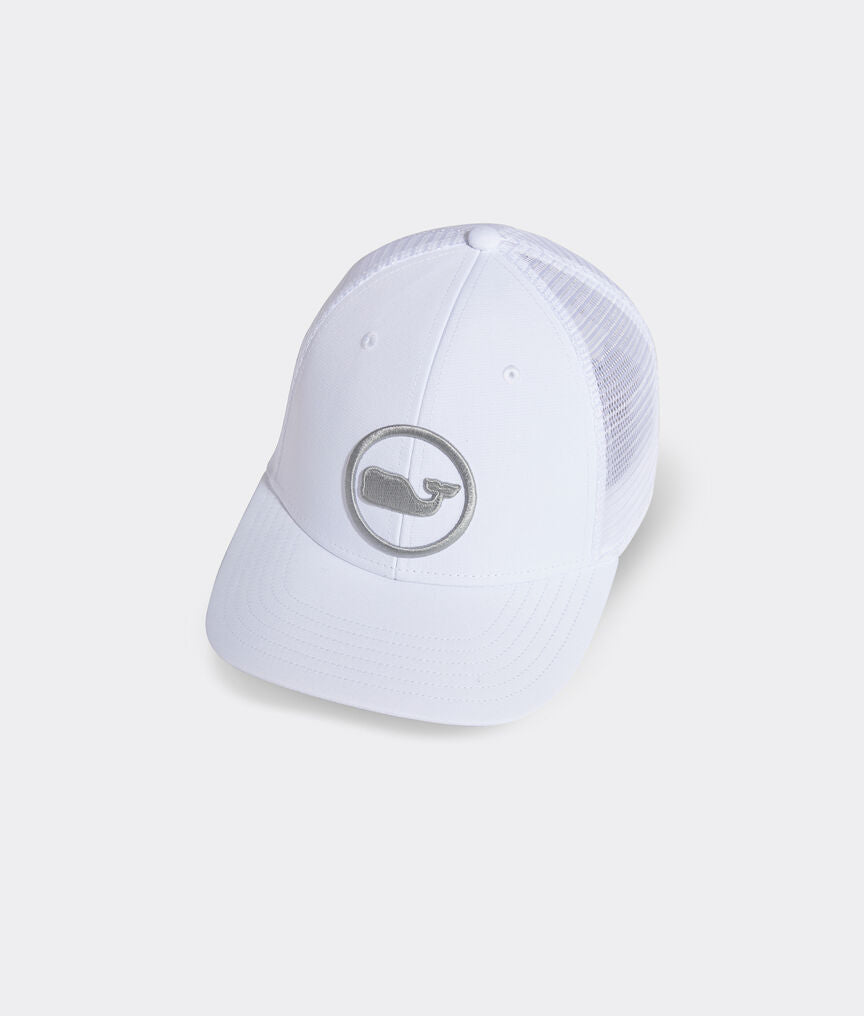 Vineyard Vines Whale Dot Performance Trucker Hat in Jost Van White
