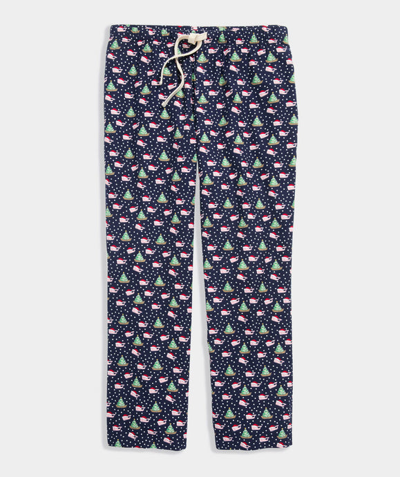 Vineyard Vines Flannel Lounge Pants in Santa Whale Navy