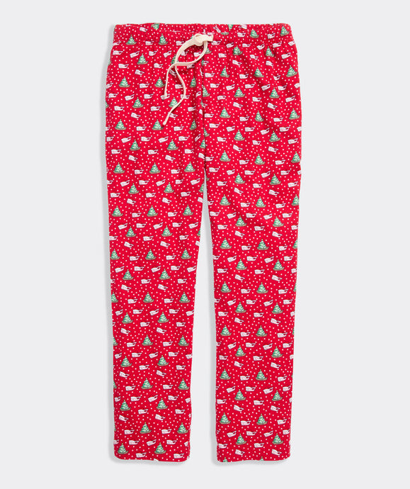 Vineyard Vines Flannel Lounge Pants in Santa Whale Red