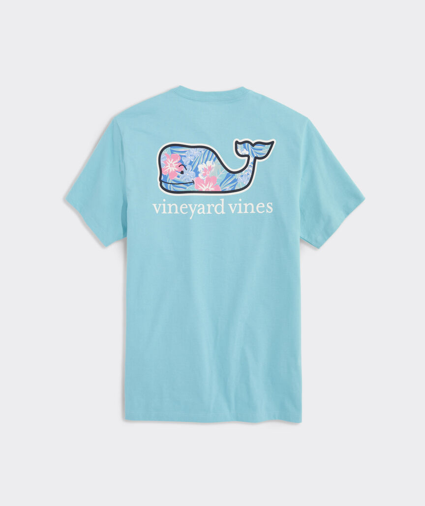 Vineyard Vines Chappy Floral Whale Filled Short Sleeve Tee in Turquoise