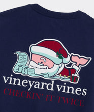 Load image into Gallery viewer, Vineyard Vines Santa Whale LS Pocket Tee in Nautical Navy