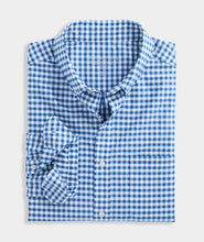 Load image into Gallery viewer, Vineyard Vines Skysail Gingham Performance Cotton Shirt in Blue Bay