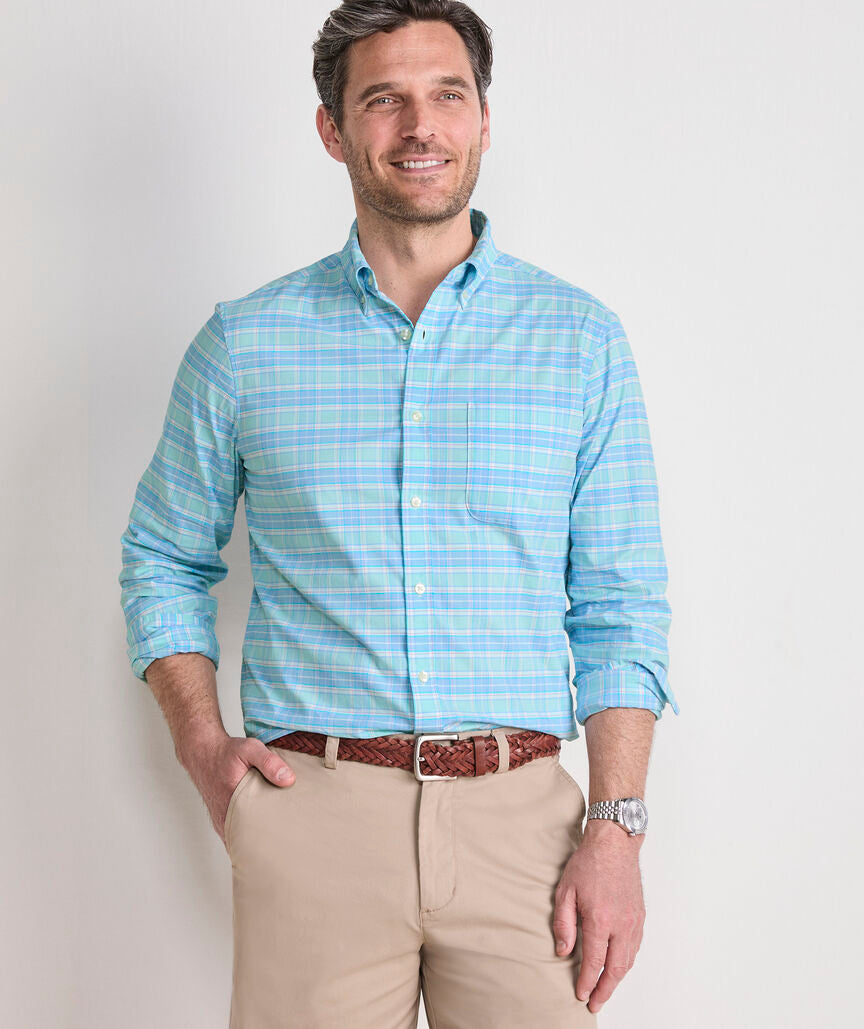 Vineyard Vines Plumeria Plaid Performance Button Down
