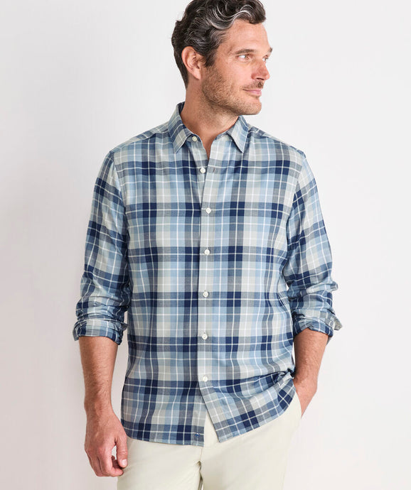 Vineyard Vines Brant Point Plaid Techwill Shirt in Ultimate Grey