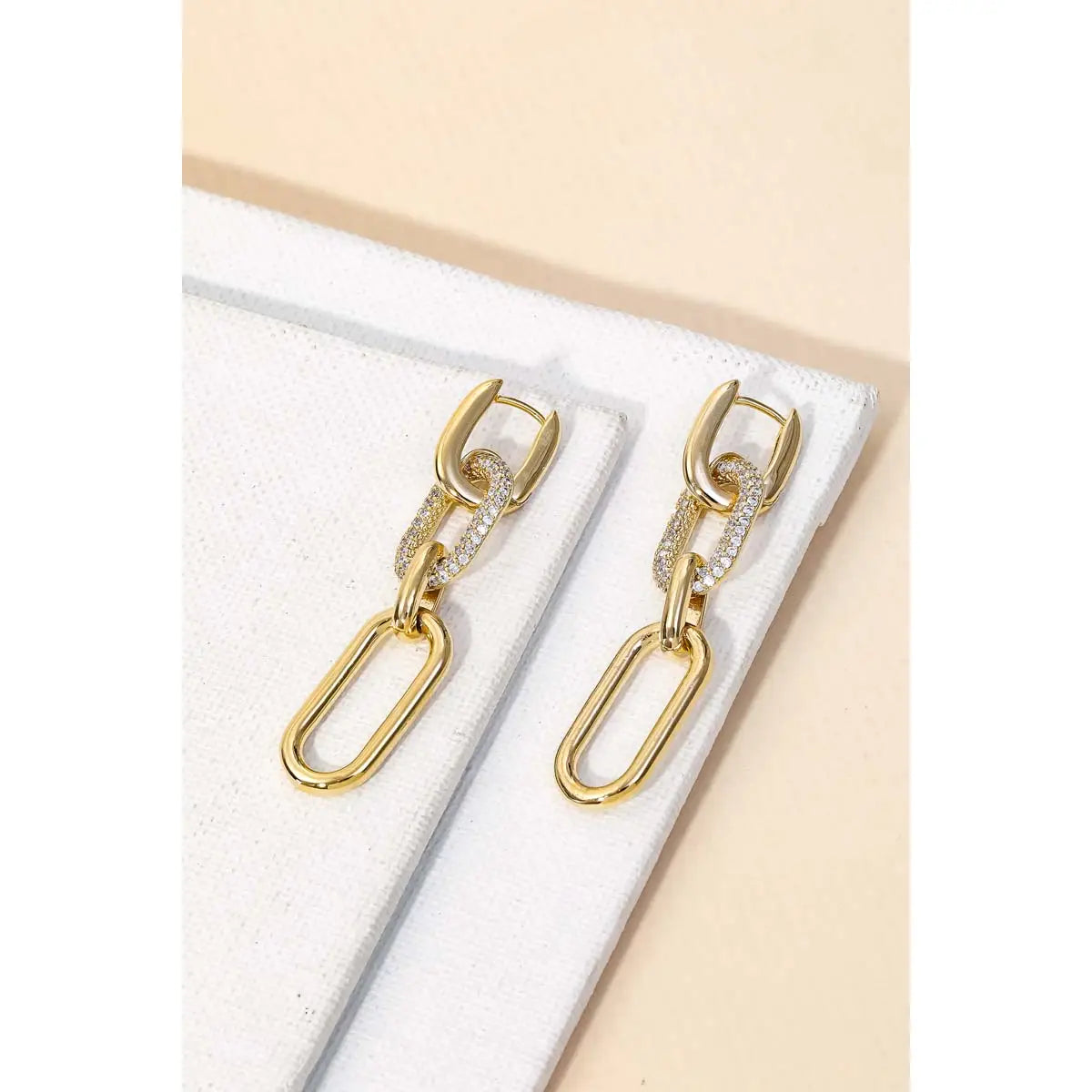 Metallic Oval Chain Link Dangle Earrings