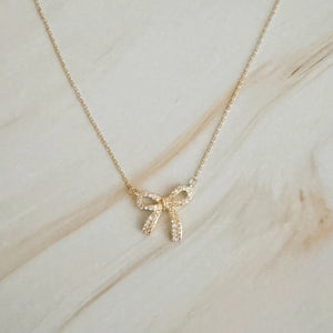 Simply Shine Gold Bow Necklace