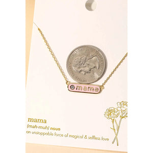 Mama Bar Pendant Necklace White