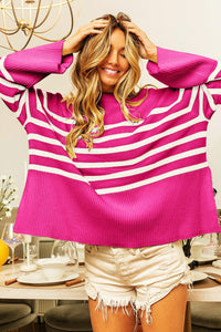 Darling Please Striped Sweater Fuchsia