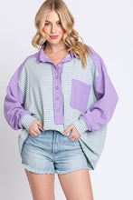 Load image into Gallery viewer, November Nights Striped Henley Top in Lilac