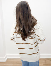 Load image into Gallery viewer, All Messed Up Stripe V-Neck Sweater Top in Cream/Mocha