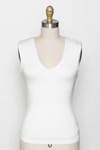 Picture Perfect Double Layered V-Neck Tank Ivory