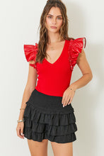 Load image into Gallery viewer, Game Day Chic V-Neck Ruffle Sleeve Bodysuit