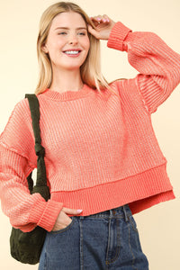 Can't Leave Here Lonely Two Tone Sweater in Pink