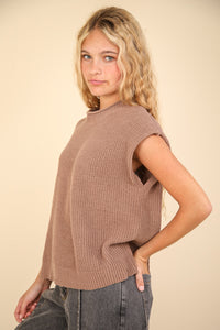 Shadow in the Sun Sweater Vest Top in Mocha