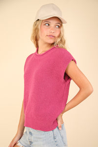 Shadow in the Sun Sweater Vest Top in Pink