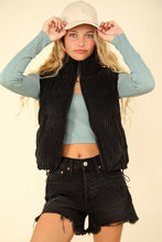 Load image into Gallery viewer, Our Best Bet Padded Corduroy Puffer Vest in Black