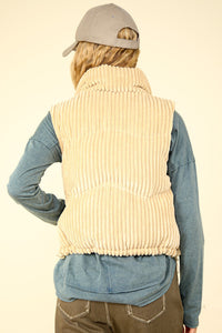 Our Best Bet Padded Corduroy Puffer Vest in Cream