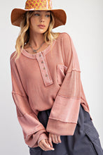 Load image into Gallery viewer, A Heart Like Mine Terry Knit Henley Top in Dusty Rose