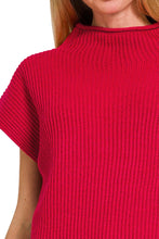 Load image into Gallery viewer, Cozy Conversations Mock Neck Sweater in Ruby